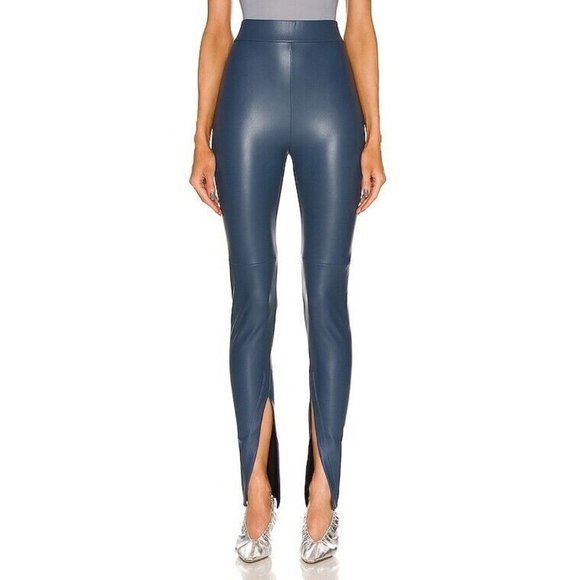 ALIX NYC Pants - ALIX NYC Carlisle Pants Indigo Blue Faux Leather Front Slits